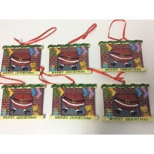 Set 6 Santa in chimney Merry Christmas tree resin ornaments 3" gift decoration